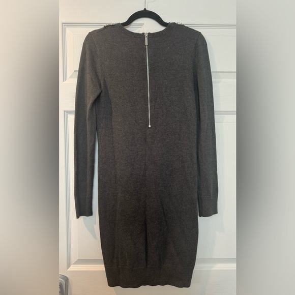 Michael Kors Embellished Gray Sweater dress studded rhinestone neckline - Picture 5 of 7